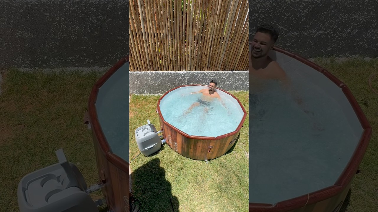 Coloquei um SPA infl&aacute;vel na minha casa ! #fy #satisfy #satisfying #limpeza #piscinas #pool #spa