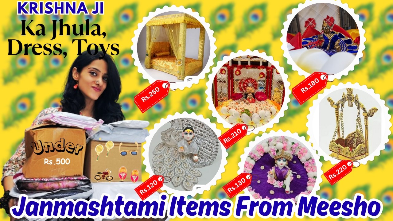 Starting ₹99 Janmashtami Special Meesho Haul Krishna Ji Jhula, Dress & Phool Bangla on Budget #haul