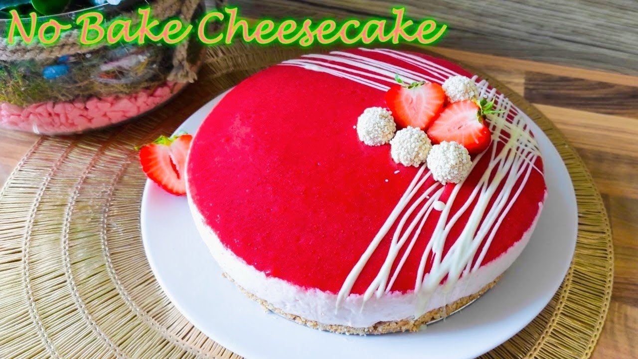 No Bake Cheesecake mit Erdbeeren, no bake einfach und schnell , Sommer-Torte OHNE Backofen