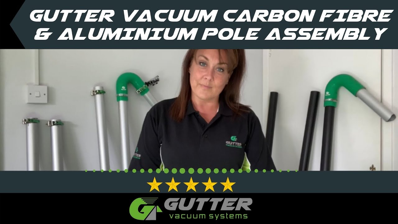Gutter Vacuum Carbon and Aluminium Pole Assembly, Nozzles and Camera Tips