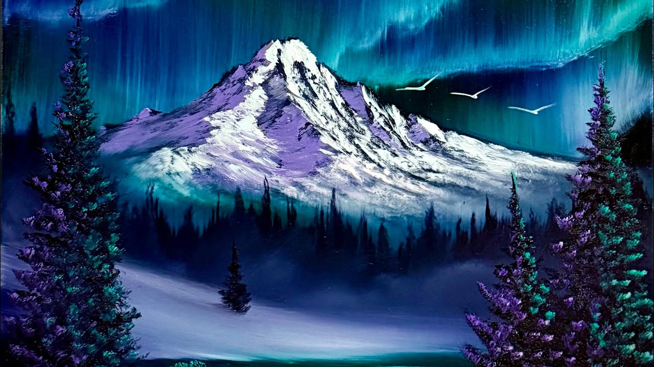 Literally EVERY SINGLE STEP - Aurora Borealis Mountain Waterfall Landscape Tutorial #PaintWithJosh 