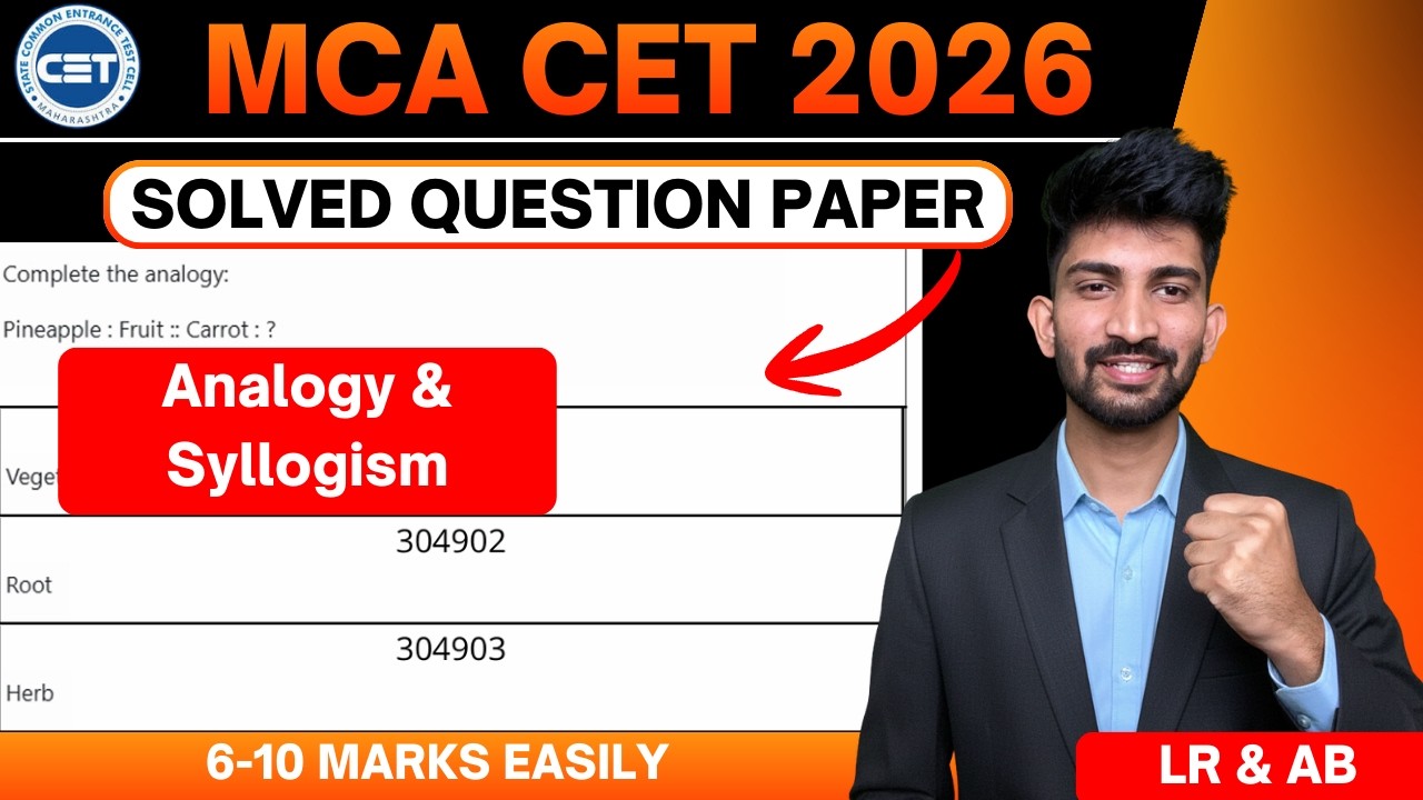 Mca cet previous year question paper with solution | Analogy ans Syllogism Important Questions
