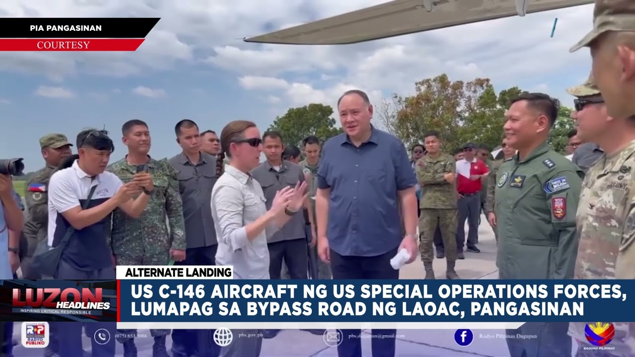 US C-146 aircraft ng US Special Operations Forces, lumapag sa bypass road ng Laoac, Pangasinan