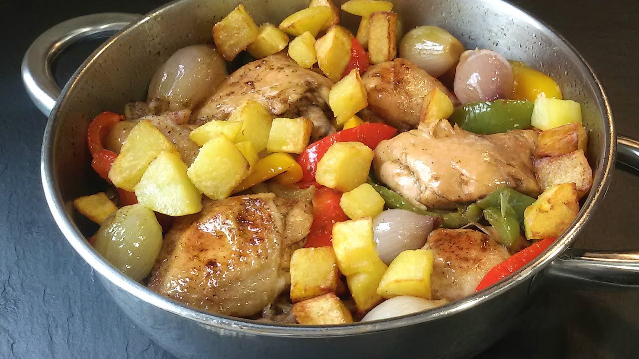Pollo a la cazuela con pimientos
