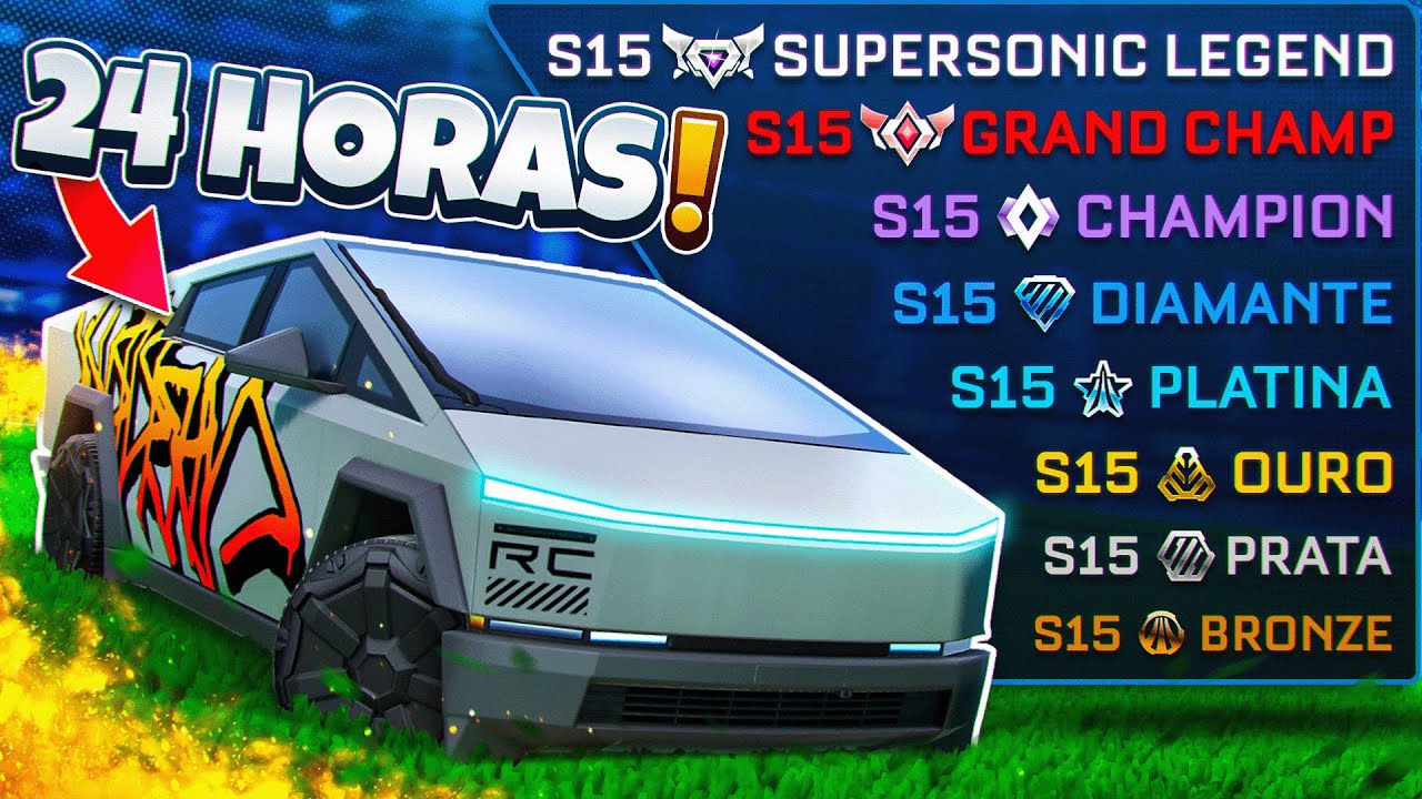 TESLA CYBERTRUCK do BRONZE AO SUPERSONIC LEGEND em 24 HORAS no ROCKET LEAGUE