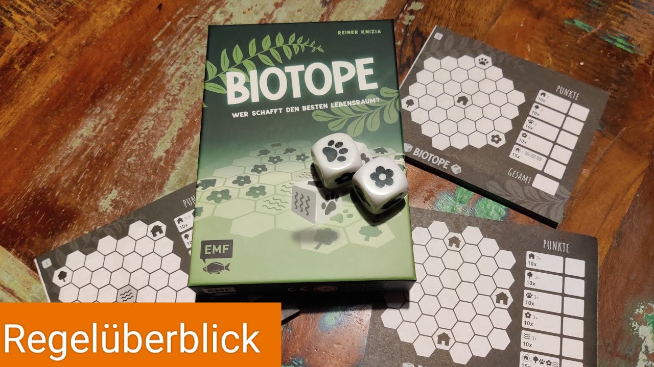 Biotope (EMF Verlag 2025) Regelüberblick - Roll and Write Spiel von Reiner Knizia