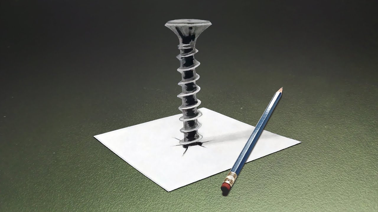 3D Pencil Drawing: A Screw Pierces Reality! ✏️🌀 | Revealed Artistic Illusions