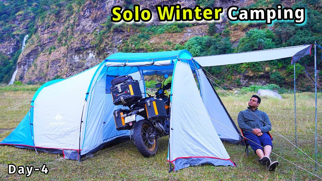 Solo Night Camping in Uttarakhand Forest with Big Tent | Camping in India | #ridingwithpeace