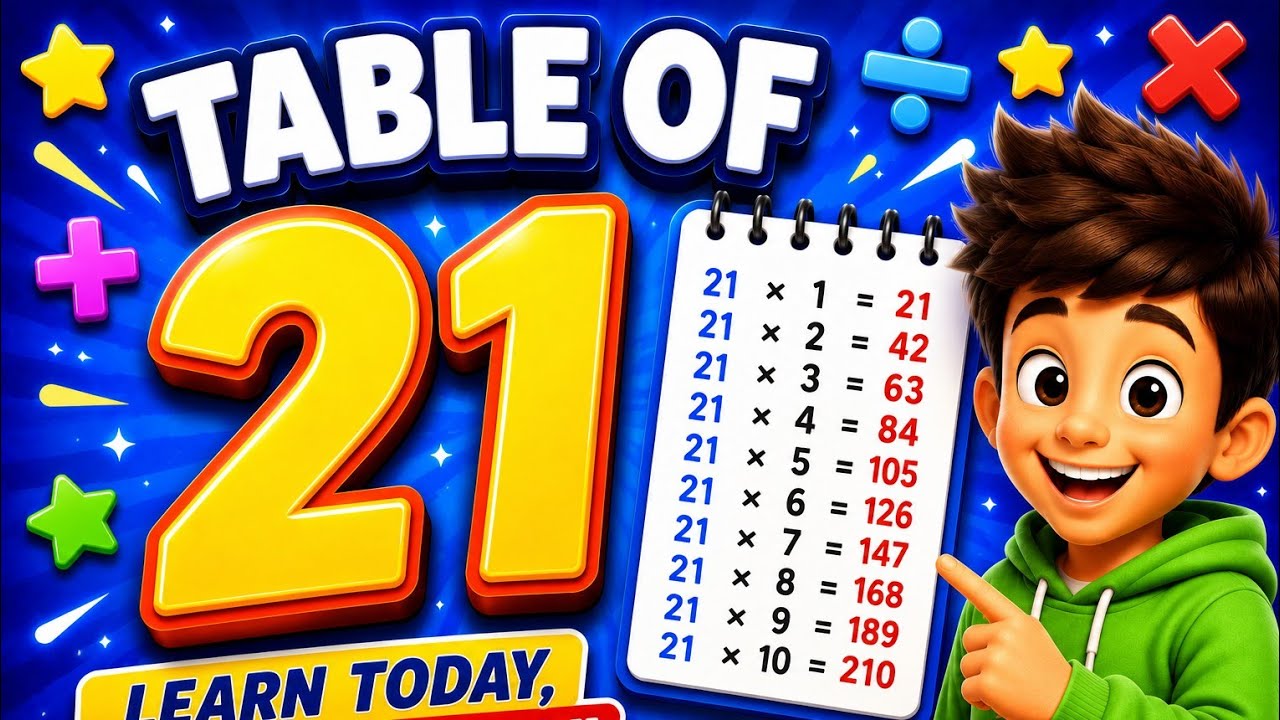 Table of 21 | table of 21 in English | tables | #tableof21