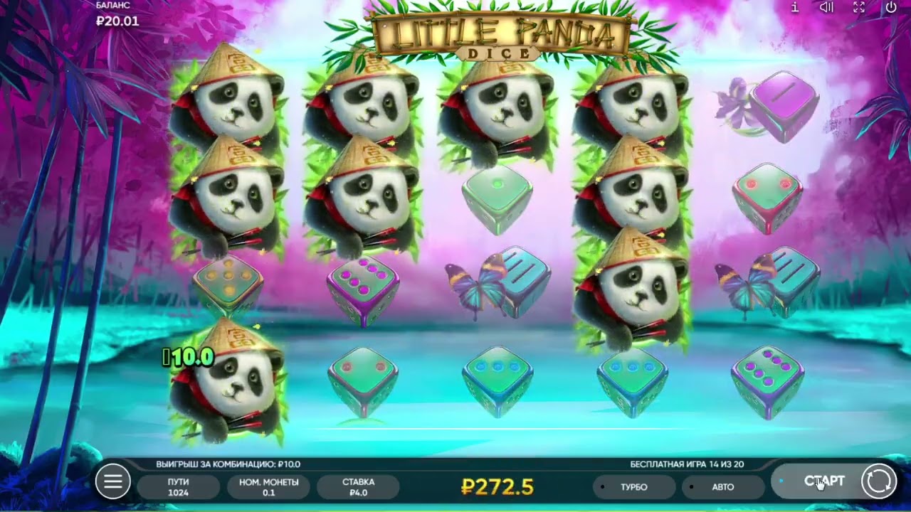 Занос от х100 в слоте Little Panda Dice(провайдер endorphina)pin up