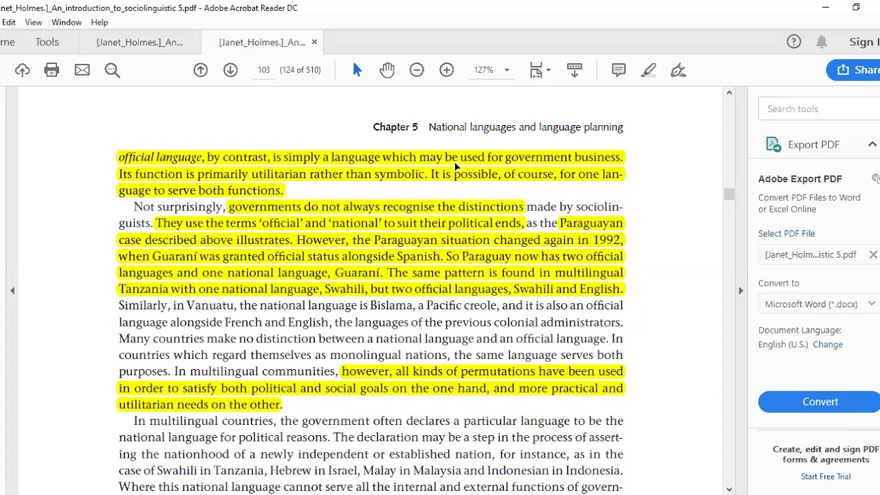 Lecture 7 Part A National Languages and Language Planning
