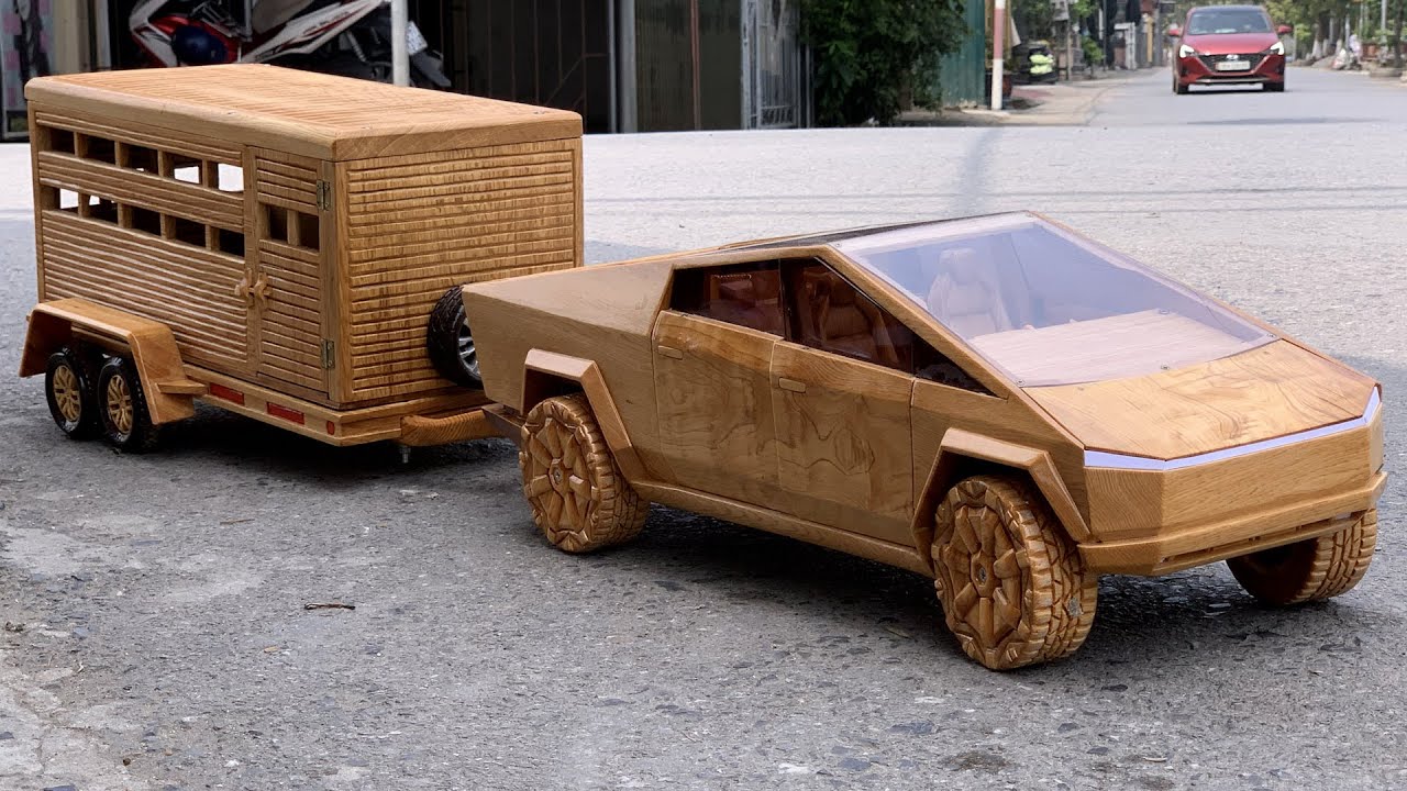 Резьба по дереву - Tesla Truck (версия Tesla Electric Cybertruck 2022) - Искусство деревообработки