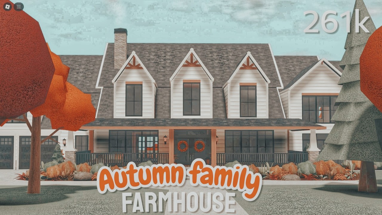 Bloxburg | Autumn Family Farmhouse | 261k Exterior House Build 🍁