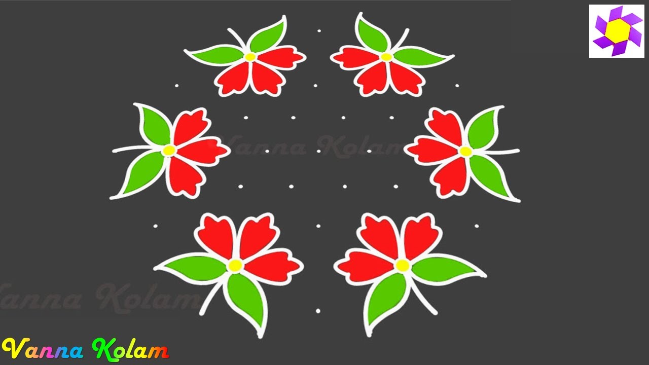 Poo Kolam | Kolam With Dots | பூக்கோலம்  | பூ கோலங்கள் | Flower Kolam | Pulli Kolam | புள்ளி கோலம்
