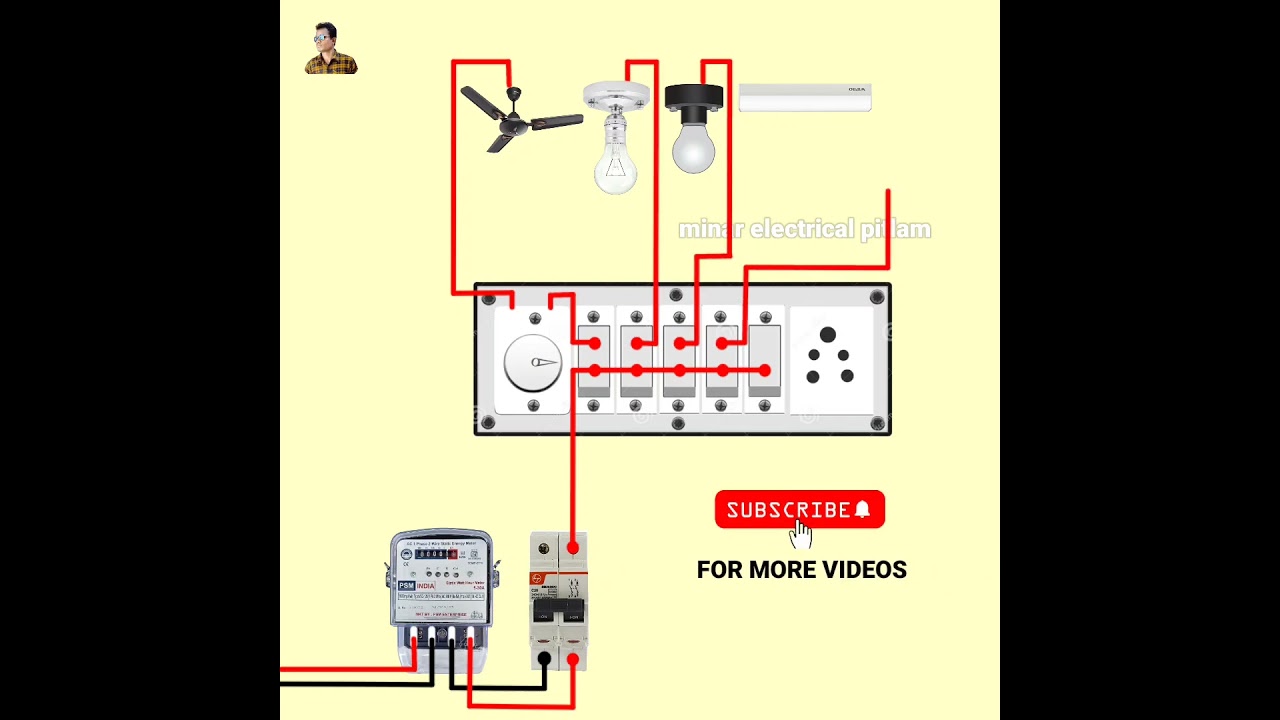 5 Switch 1 Fan Regulator 1 Socket 3 Holders Connection Diagram #electricboardconnection