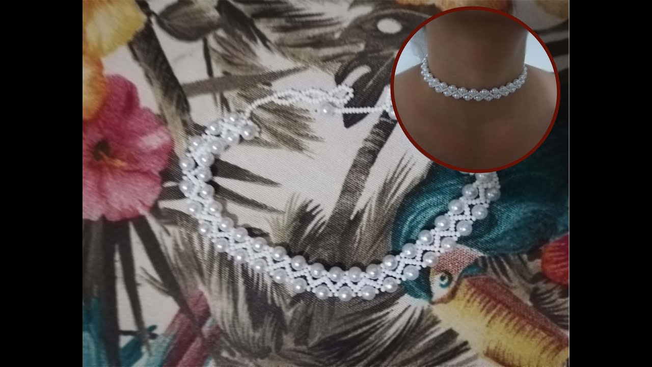 Gargantilla /choker de perlas en mostacilla/chaquiras PASO A PASO
