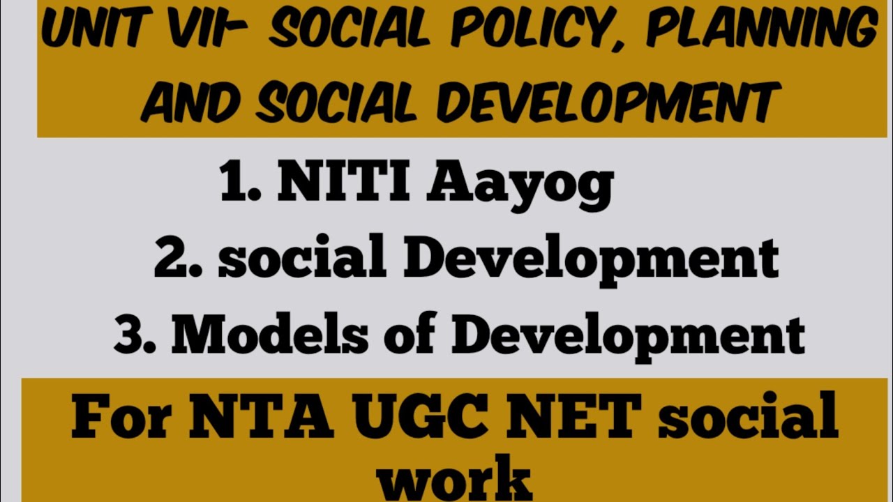 NITI Aayog, social Development- For NTA UGC NET social work
