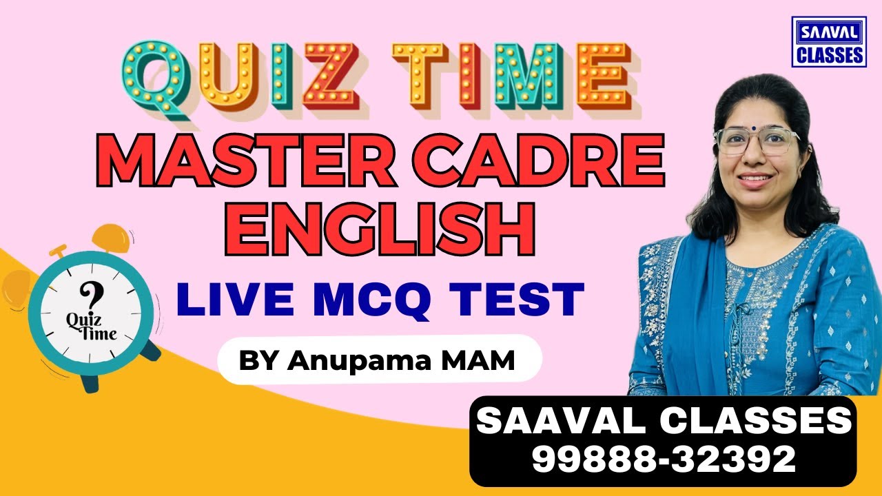 English Master Cadre QUIZ-12 || SAAVAL CLASSES || 99888-32392