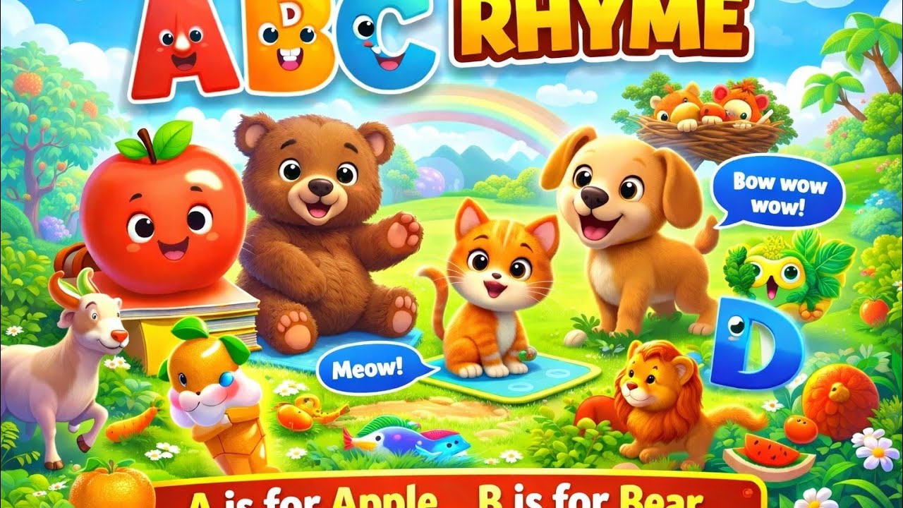 ABCD Rhymes For Kids Fun Alphabet Song With Animals & Fruits