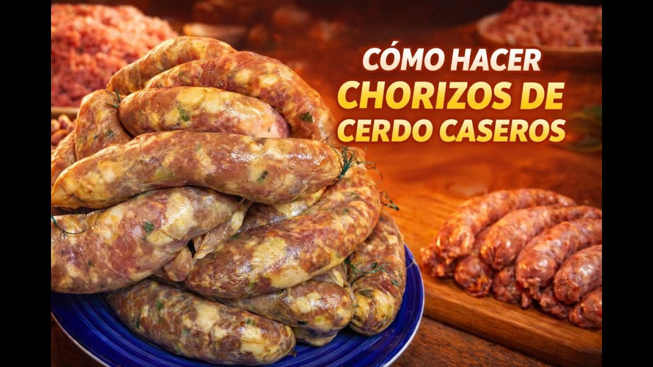 Como hacer CHORIZOS DE CERDO CASEROS faciles y economicos receta paso a paso