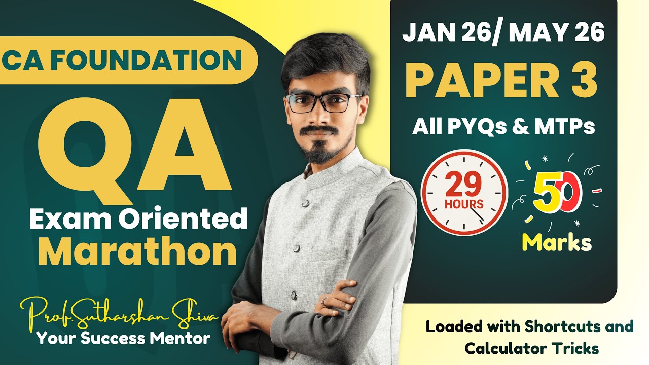 CA Foundation Quantitative Aptitude Marathon Jan 2026 | 50 Marks Exam-Oriented Revision | Sutharshan