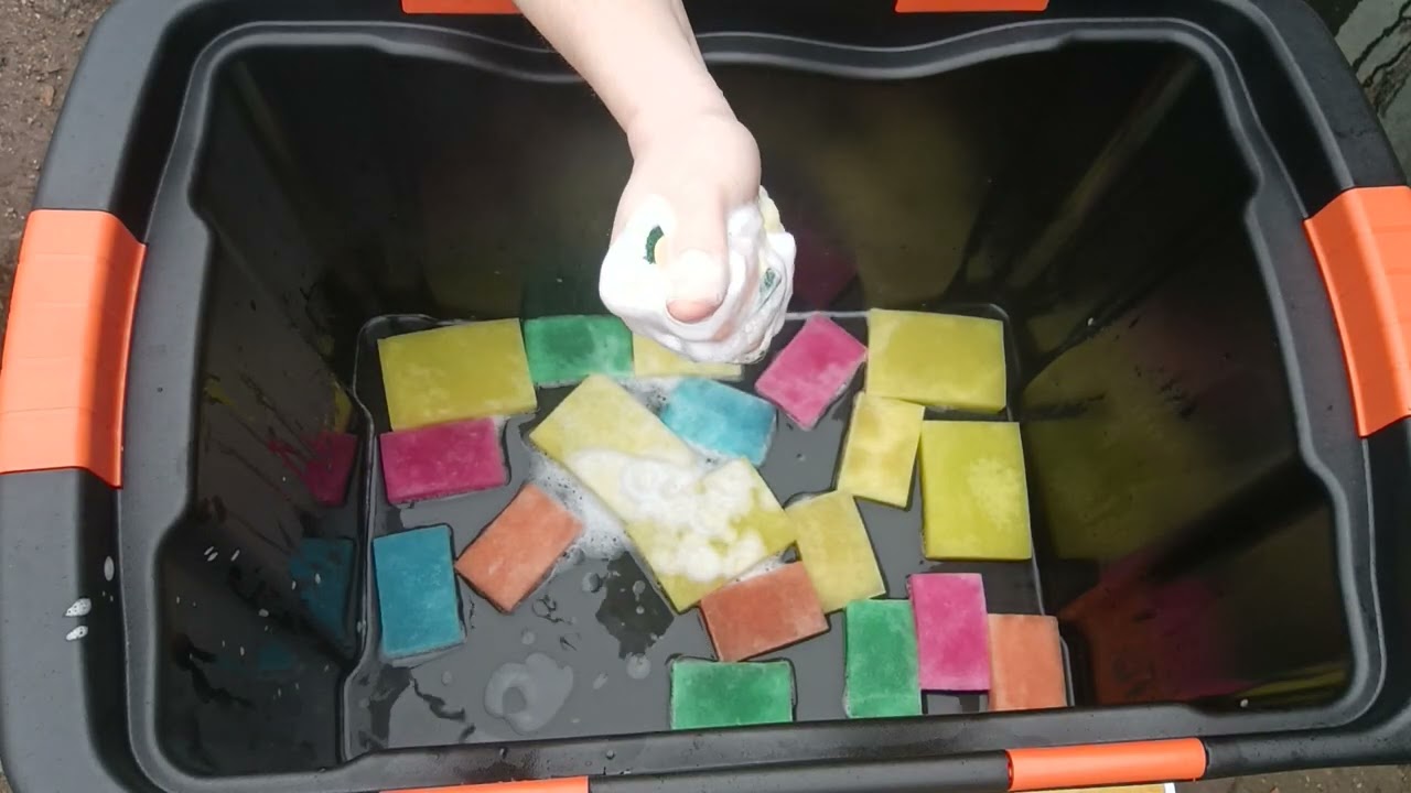 ASMR Foam with Colorful Kitchen Sponges | Soaked 24 Hours in Pure Detergent 🧼✨