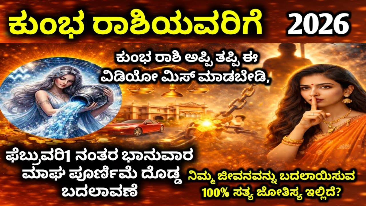 ಕುಂಭ ರಾಶಿ 2026: ಫೆಬ್ರವರಿ1 ಭಾನುವಾರ ಮಾಘ ಪೂರ್ಣಿಮೆ ನಂತರ ವಿಧಿ ತಿರುಗುತ್ತದೆ  |  Kumbha Rashi 2026