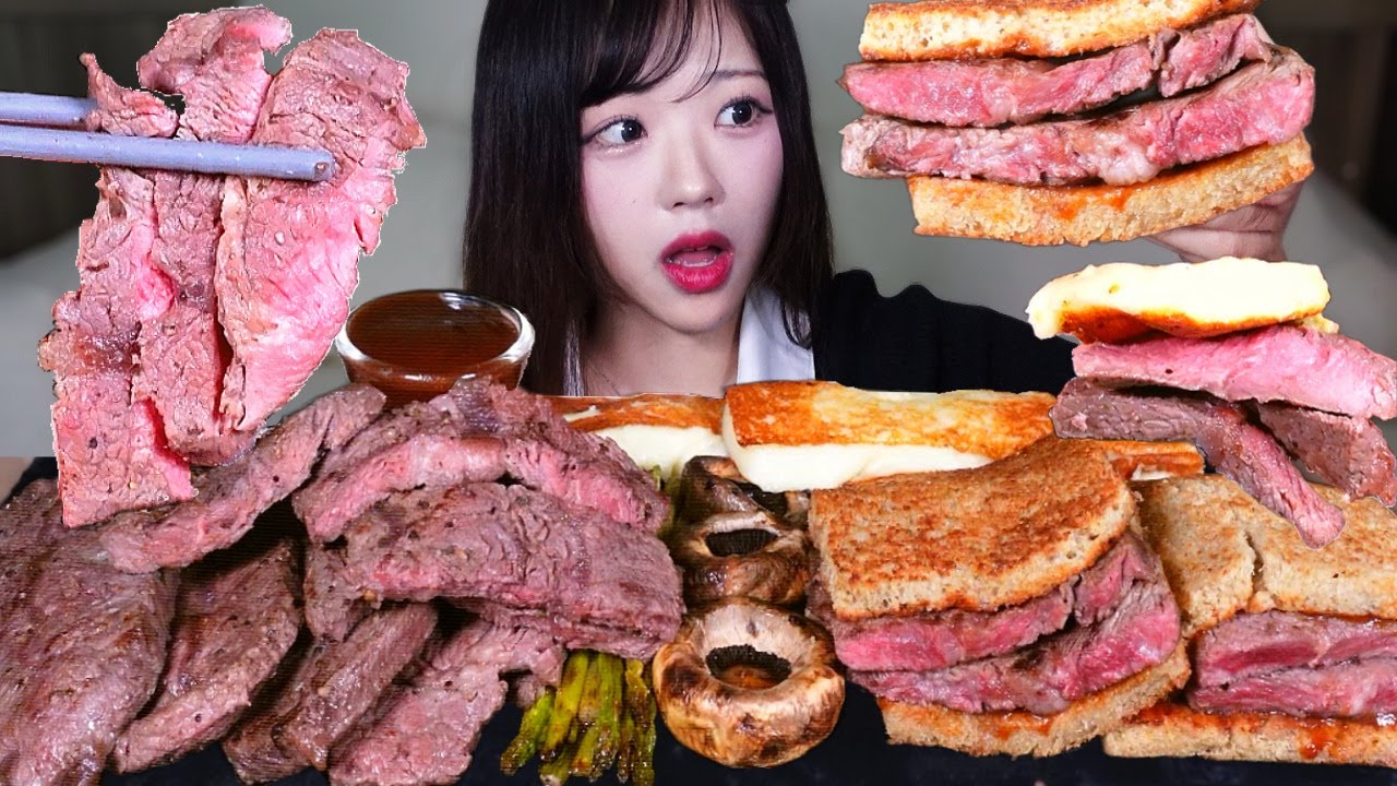 소고기 1kg 산처럼 쌓아먹는 쾌감..🥩 육즙가득 부채살스테이크에 비프 샌드위치 먹방 리얼사운드 BEEF STEAK & BEEF CUTLET SANDWICH MUKBANG ASMR