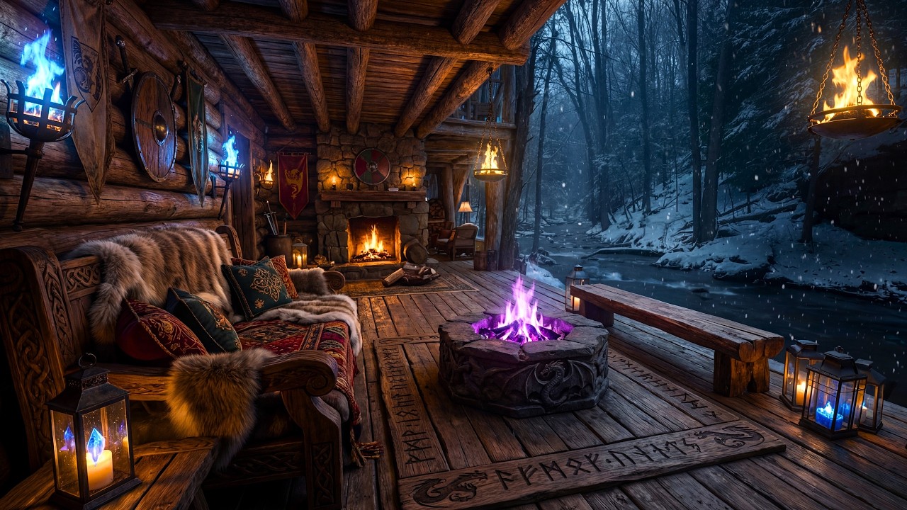 Frozen Forest Sanctuary | Celtic Fireplace Music for Study, Sleep & D&D Sessions