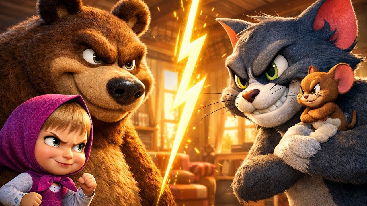 ماشا والدب يقابلوا توم وجيري لأول مرة! 😲🐻🐭 Masha & The Bear Meet Tom & Jerry! #TomAndJerry #kids 