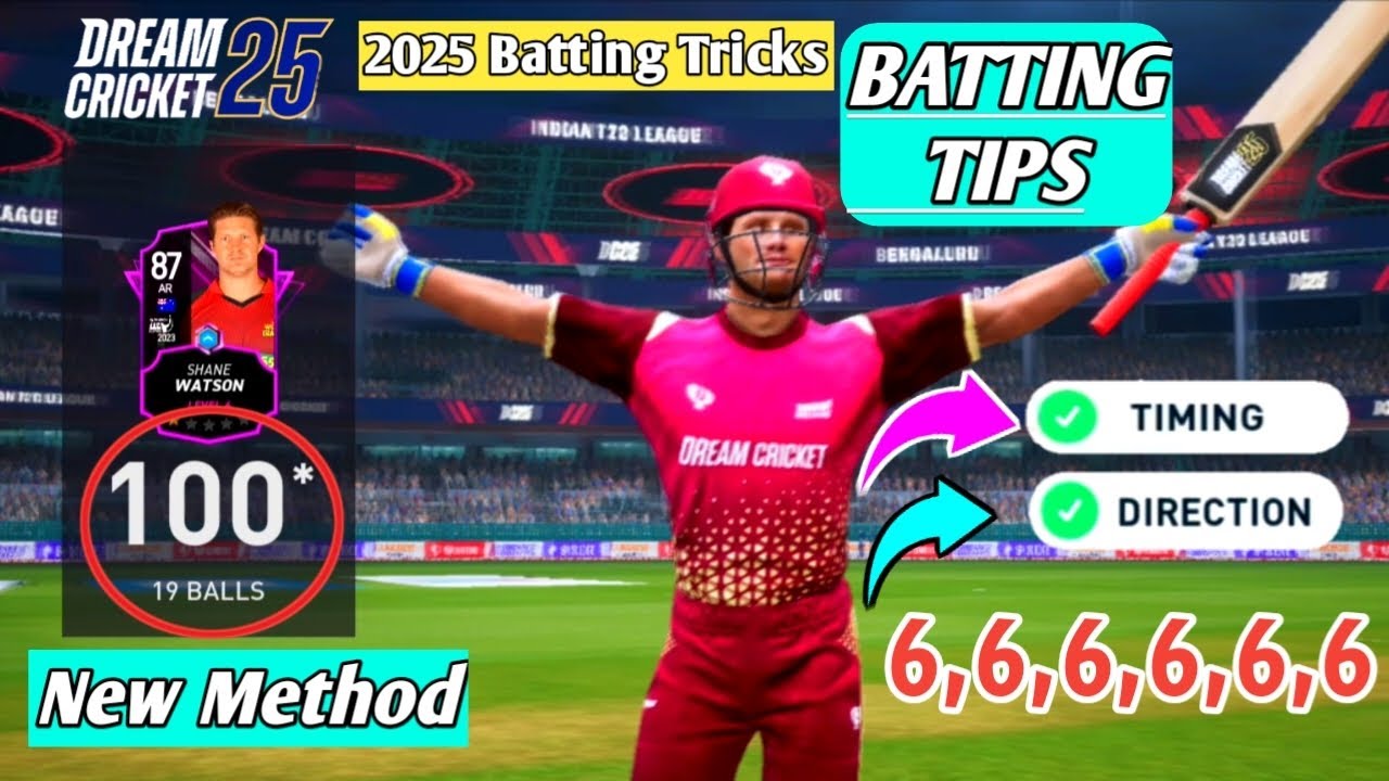 Dream Cricket 25 Batting Tips and Tricks🔥| How to hit six in every ball Dream Cricket 25