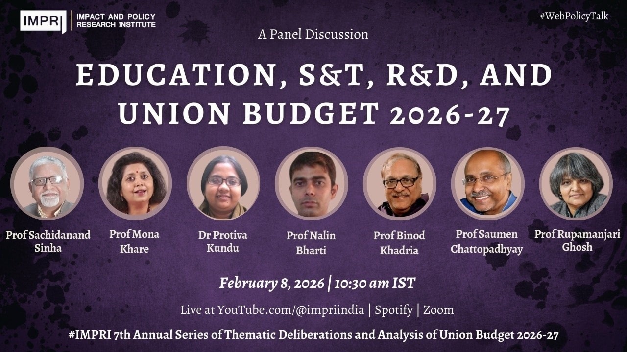 Education, S&T, R&D and Union Budget 2026-27 | Panel Discussion IMPRI #webpolicytalk live