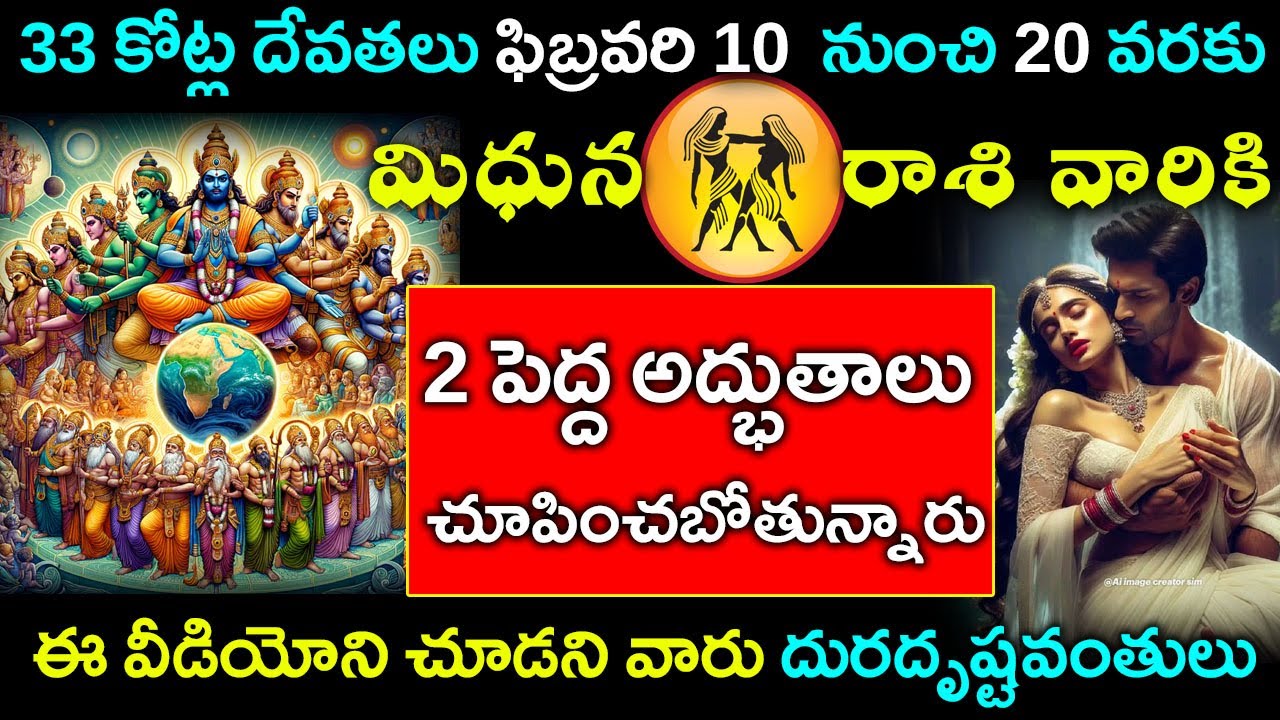 33 కోట్ల దేవతలు ఫిబ్రవరి 10 నుండి 20 లోపుగా మిధున రాశి వారికి రెండు పెద్ద అద్భుతాలు చూపించబోతున్నారు
