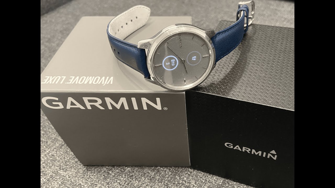 Распаковка и обзор часов Garmin Vivomove Luxe с итальянским темно-синим ремешком