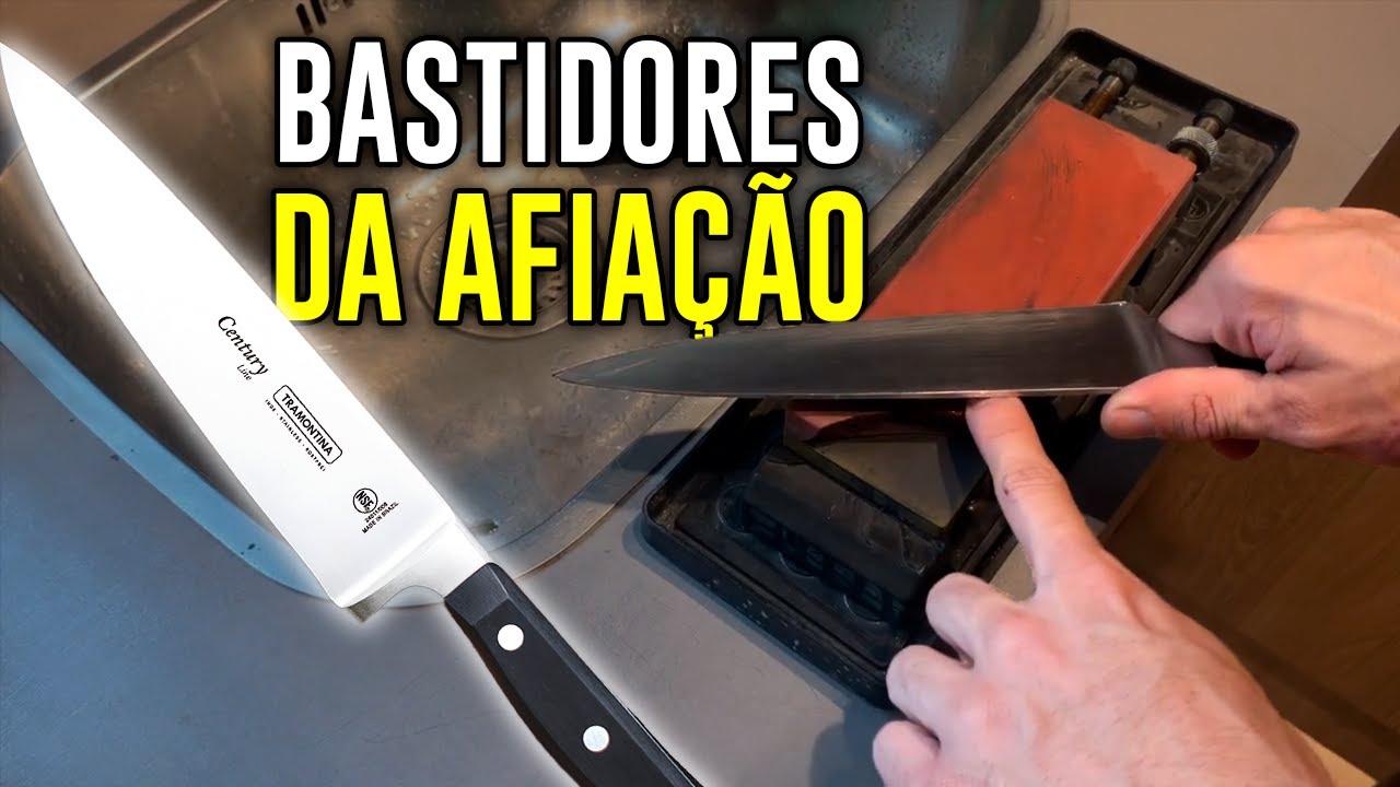 Como afiar uma FACA DO CHEF CENTURY TRAMONTINA com pedra 1000