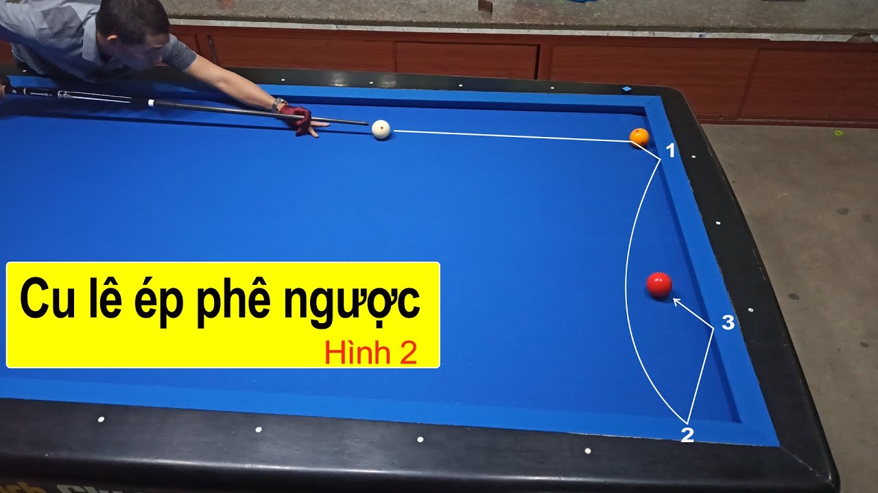 Bida 3 Băng Hướng dẫn Cu Lê ép phê ngược hình số 2 | Ngắn  Dài  Ngắn | Bida Cơ Bản Mười Cò