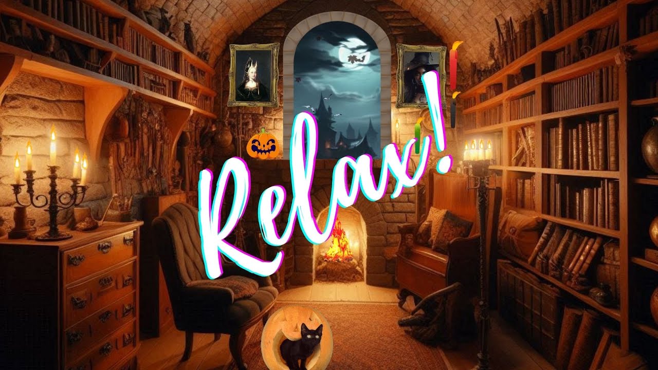 Halloween mood, no music only ambience, background video and sounds for your projector or TV, window