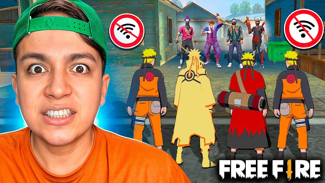 NOS HACEMOS PASAR SIN INTERNET VESTIDOS DE NARUTO en FREE FIRE😱!!