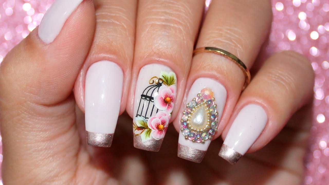 Unhas Decoradas Francesinha Metálica + Adesivo e Joia de Unha | Unhas da Lalá