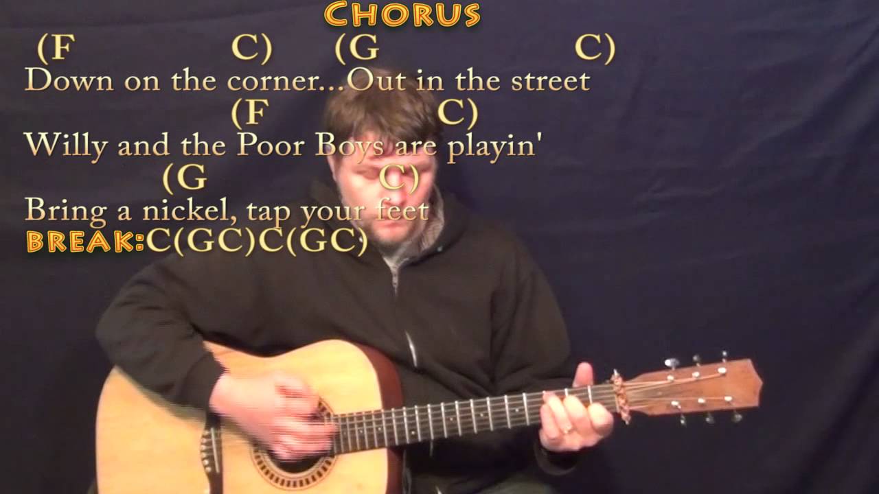 Down on the Corner (CCR) Strum Guitar Cover Lesson with Chords/Lyrics