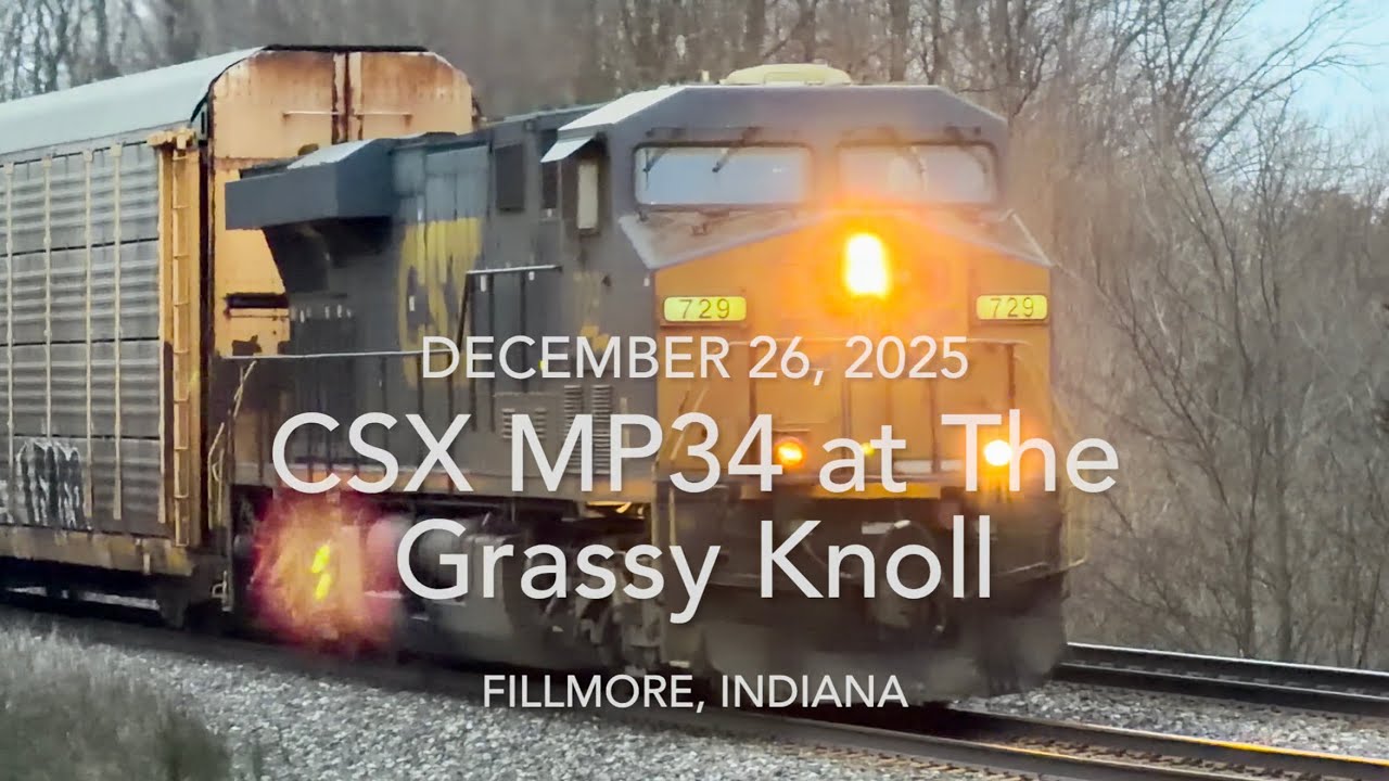 A day after Christmas and it’s a pleasant 59° at The Grassy Knoll, CSX MP34 near Fillmore, Indiana.