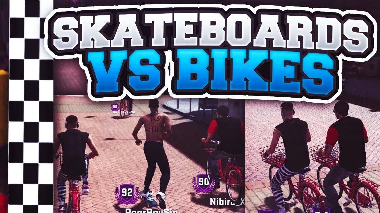 Which is Faster SKATEBOARD vs BIKE - MARIO KART STYLE! NBA 2K18