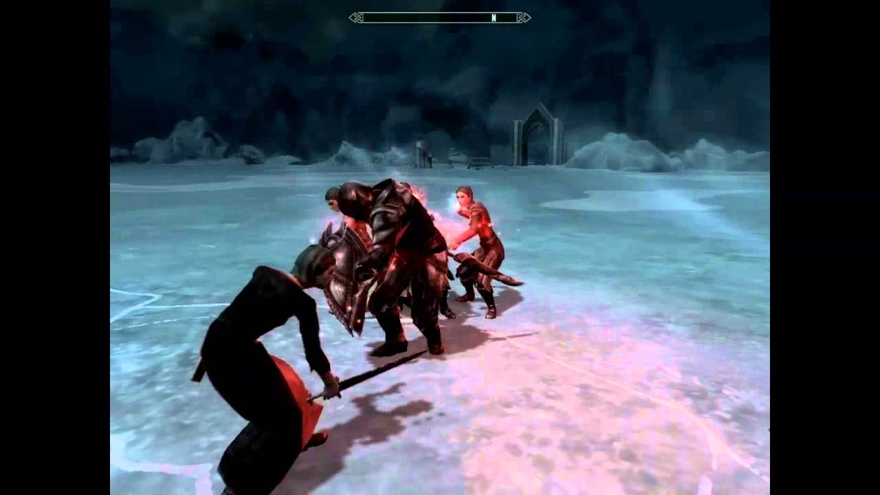 Skyrim Battles - The Ebony Warrior vs 4 Nightmaster Vampires.!!! [Master Settings]