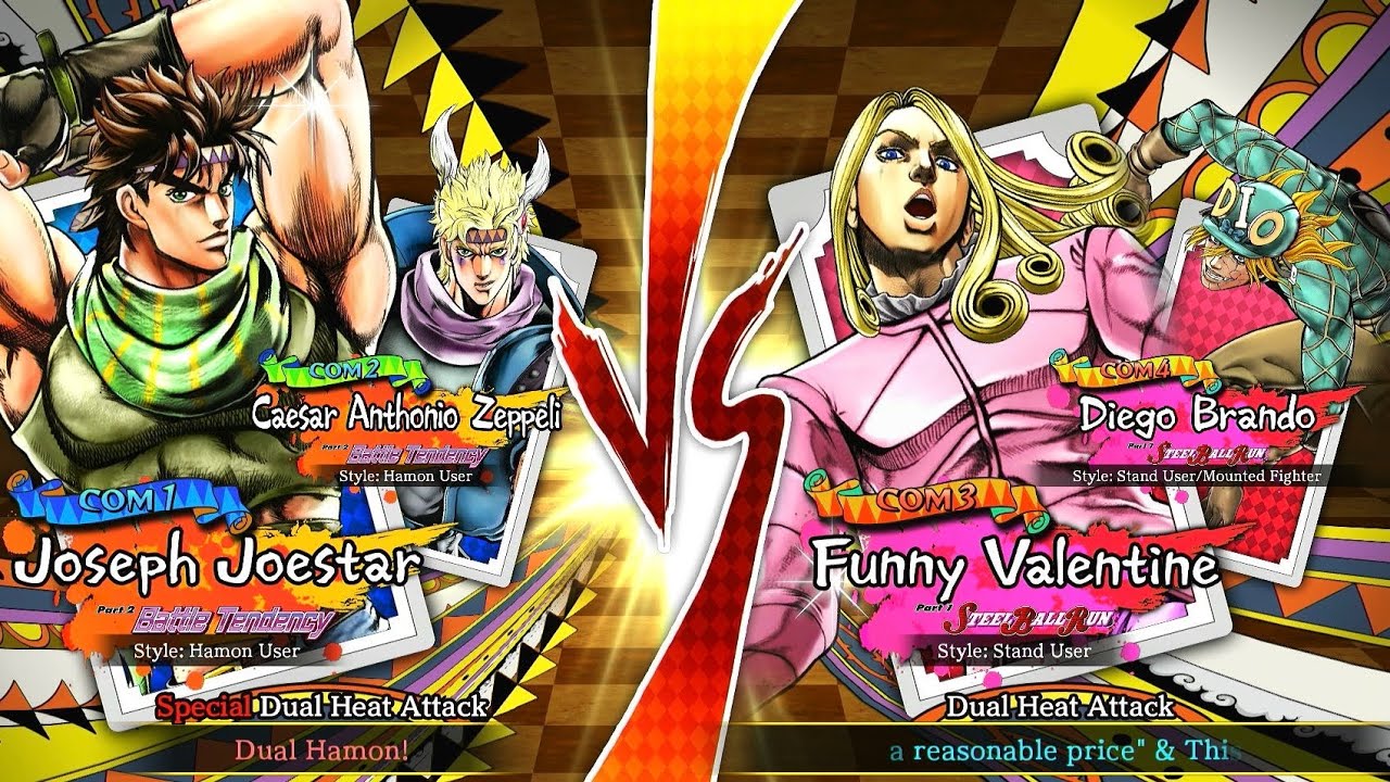 Jojo EOH Joseph and Caesar vs Funny Valentine and Diego