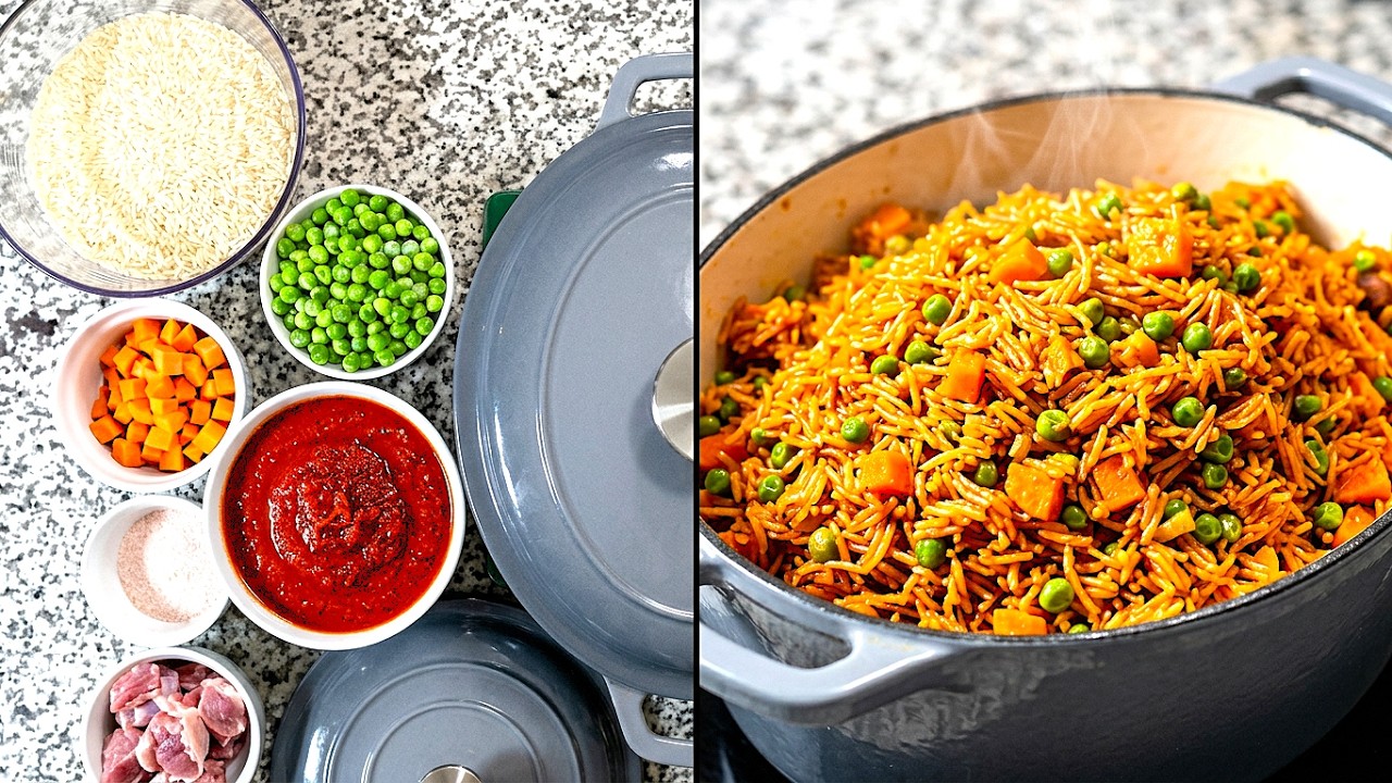 How to cook Jollof rice. NO BLENDER REQUIRED /BEGINNER FRIENDLY