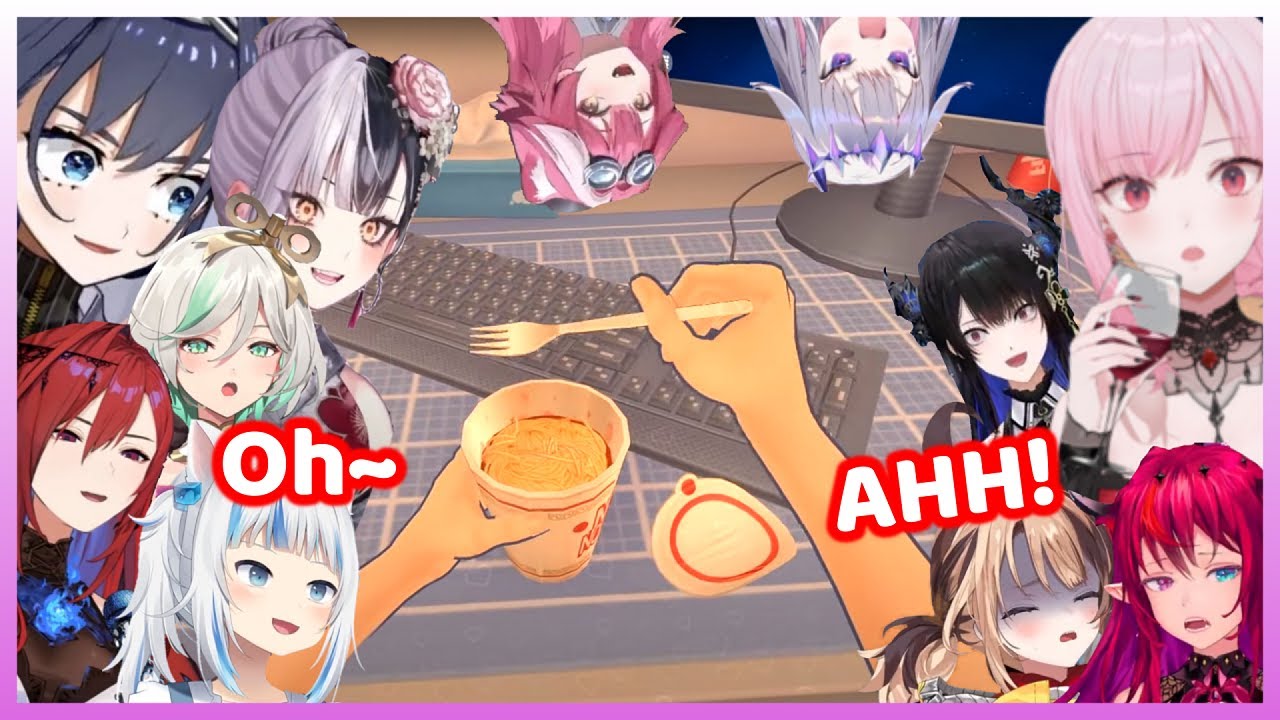 All Hololive EN Girl Reaction to Mita's Ramen Jumpscare in MiSide!