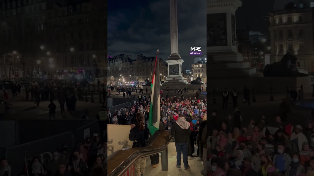 Protesters gathered in London to stand in solidarity with Palestinians