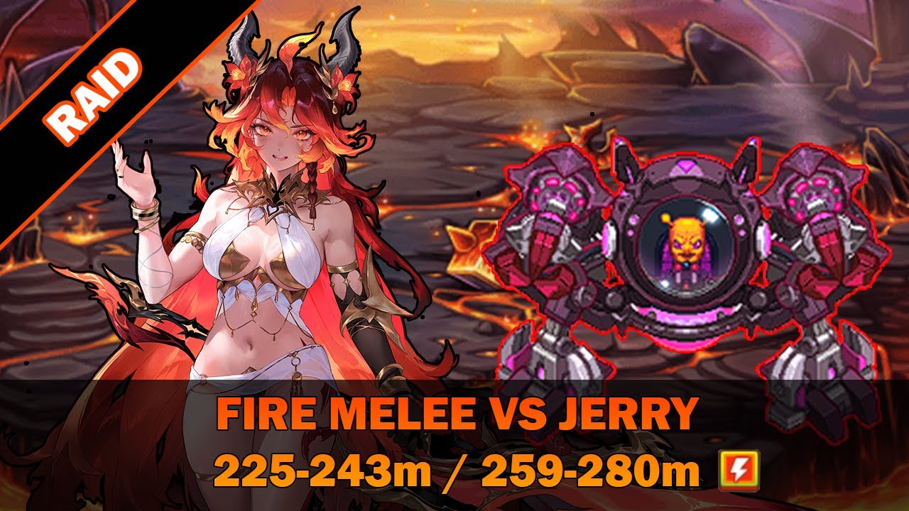 Guardian Tales Raid - Fire Melee vs Jerry + Tutorial (225-243m)