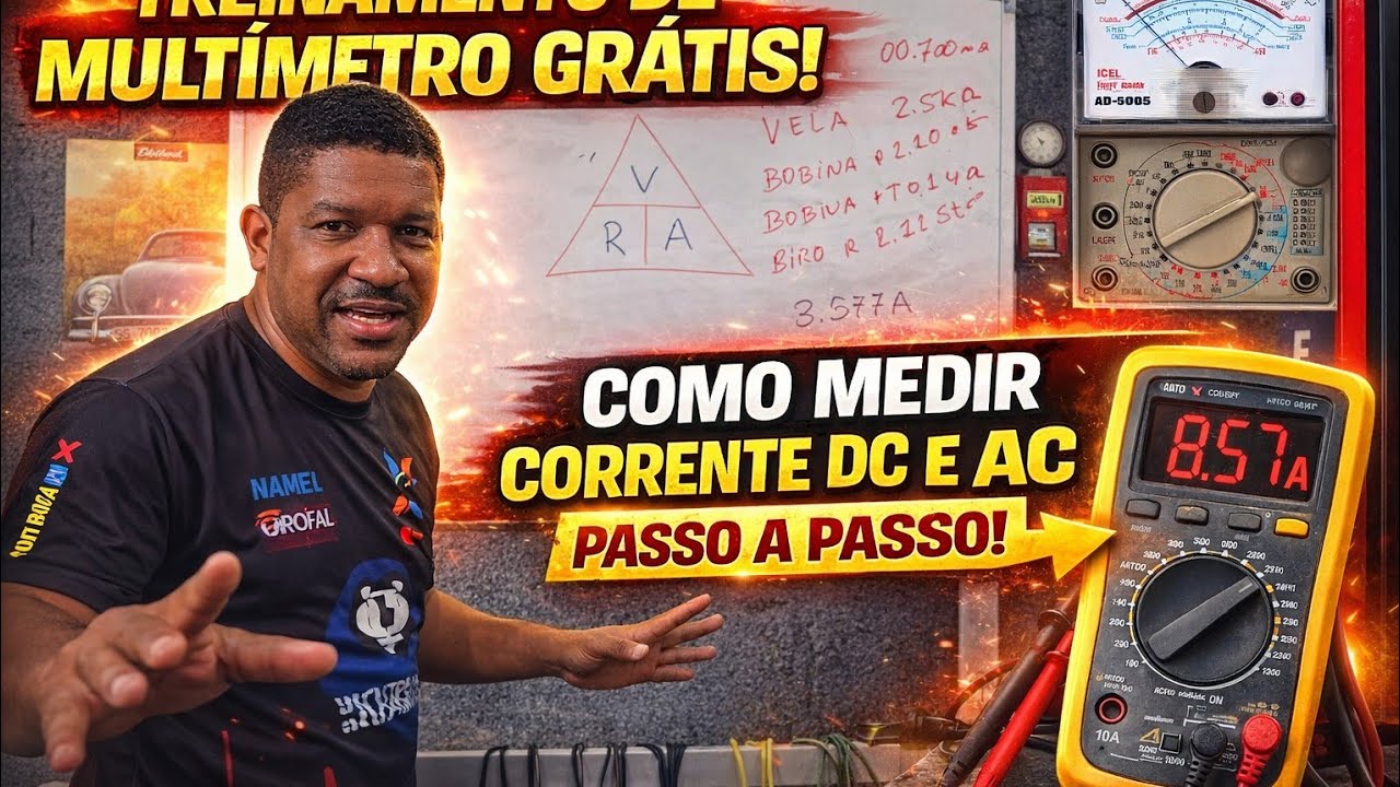 como medir consumo de corrente contínua e alternada na pratica aula 03