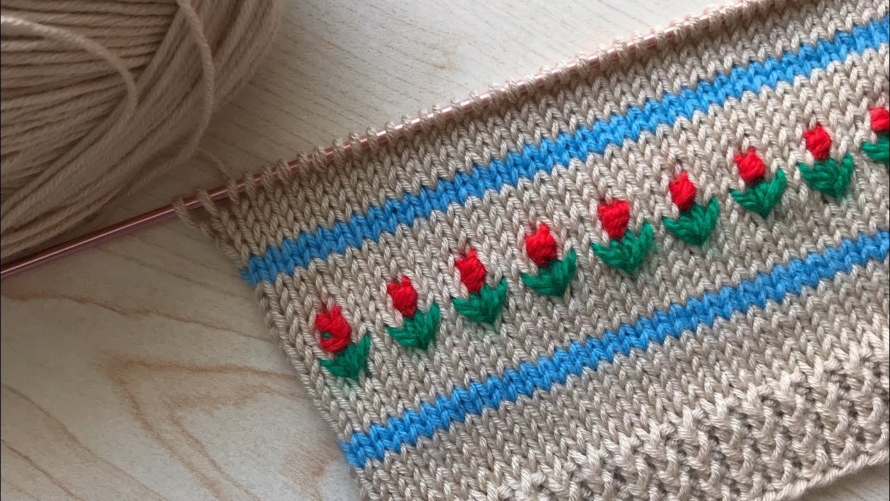 Sıralı laleler örgü modeli yapılışı
